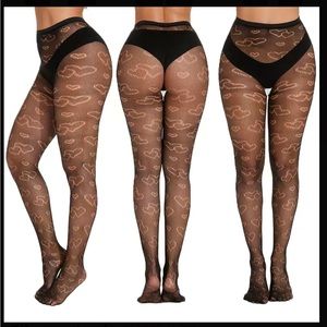 Heart Pattern Fishnet Tights, Hollow Out High Waist Mesh Pantyhose, Women's Stoc